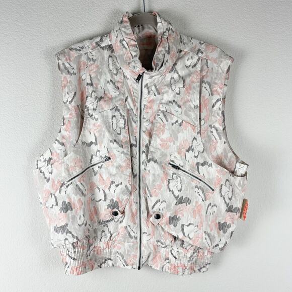 Free People Movement Vest Jacket Womens Large Floral Full Zip Utility NEW $118 - Picture 1 of 16
